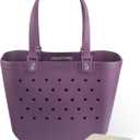 Large Rubber Beach Tote Bag - Waterproof Bag With Sand Proof Pouch For Beach, Travel, Pool (13.7" x 9.4" x 18.9")