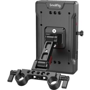 SMALLRIG V Mount Battery Adapter Plate with PD 65W USB-C Quick Charger, QC Protocol USB-A, D-TAP, 8V & 12V DC Port, 15 mm Rod Clamp and Adjustable Arm, for Sony for Canon Cameras & Camcorders