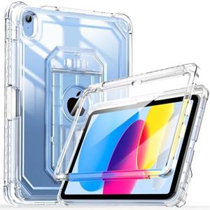 Cantis Case for iPad A16 11 Inch 2025/ iPad 10th Generation 2022 (10.9 inch) with Screen Protector & Pencil Holder, 11th Generation Case with Larger Stable Stand, Clear