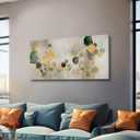Gold Round Wall Art Neutral Beige Modern Canvas Wall Print 24"x48" Geometric Wall Decor Poster Print Abstract Wall Art for Living Room Dining Room