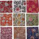 Marubhumi 10 Pc Cotton Cloth Napkins- Hand Block Print, Eco-Friendly, Dinner Napkins, Floral,Hand Made Size 16x16 Inch Printed Home Decor Multicolored