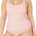 Amazon Essentials Women's One-Piece Coverage Swimsuit (Available in Plus Size) (Pale Peach Micro Floral)