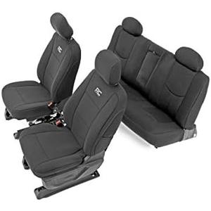 Rough Country Neoprene Seat Covers for Chevy Silverado & GMC Sierra 1500 (2014-2018) - Waterproof & UV Resistant, Foam Padded, Front & Rear Seat Cover Set