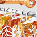 Fall Pumpkins Maple Leaf Shower Curtain Orange Autumn Leaves Harvest Waterproof Shower Curtain with Hooks Thanksgiving Farmhouse Shower Curtains for Bathroom, Hotel, Stalls, Bathtubs, 72x72 Inch