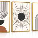 Ausril Minimalist Boho Framed Canvas Wall Art Set, Neutral Geometric Line Sun Wall Decor, Mid Century Wall Painting, Abstract Modern Bohemian Art Print for Living Room, Bedroom, Office -16"x24"x3 (16*24inch)