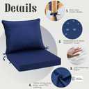 PLTCAT All-Weather Comfort Deep Seat Cushions, Fade-Resistant Patio Chair Cushion Set (Navy Blue, 24" x 24" + 24" x 20") with Removable Cover for Pation Furniture
