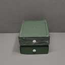 2 Pcs Desktop organizer Storage, Stackable Storage Boxes with 2 Plastic Drawers, Desk organizer Drawers with 2 Tabs, Small Office Storage for Stationery Supplies Makeup Dorm Bathroom (2 Green)