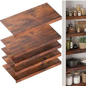 Wire Shelf Covers for Pantry, Premium Engineered Wood Shelf Covers for Wire Shelving, Wire Rack Covers for Closet, Laundry Room, Easy Assembly, Rustic Brown (5pcs, 36" W x 16" D), Patent Pending