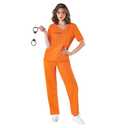 fun shack Women's Prisoner Costume, Inmate Outfit for Women, Jail Costume for Halloween or Costume Parties, X-Large