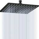 KINLIV 12 inch Matte Black Rain Shower Head - All Metal 304 Stainless Steel, Full Body Rainfall Shower with 144 Silicone Nozzles - Square Showerheads Ceiling or Wall Mount Modern Bathroom