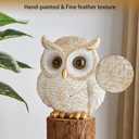 White and Gold Owl Statue - Cute Resin Figurine Home Decor for Desk Bookshelf Coffee Table, Gift for Owl Lovers, Office Living Room Bedroom Decor