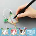 12 Pcs Ice Cream Drip Baseball Luggage Tags for Suitcases Travel Labels with Metal Ring Keychain DIY Name Baseball Ice Cream Drip Theme Party Team Gifts Bulk Bag Suitcase Sports Accessories, 2.75 inches