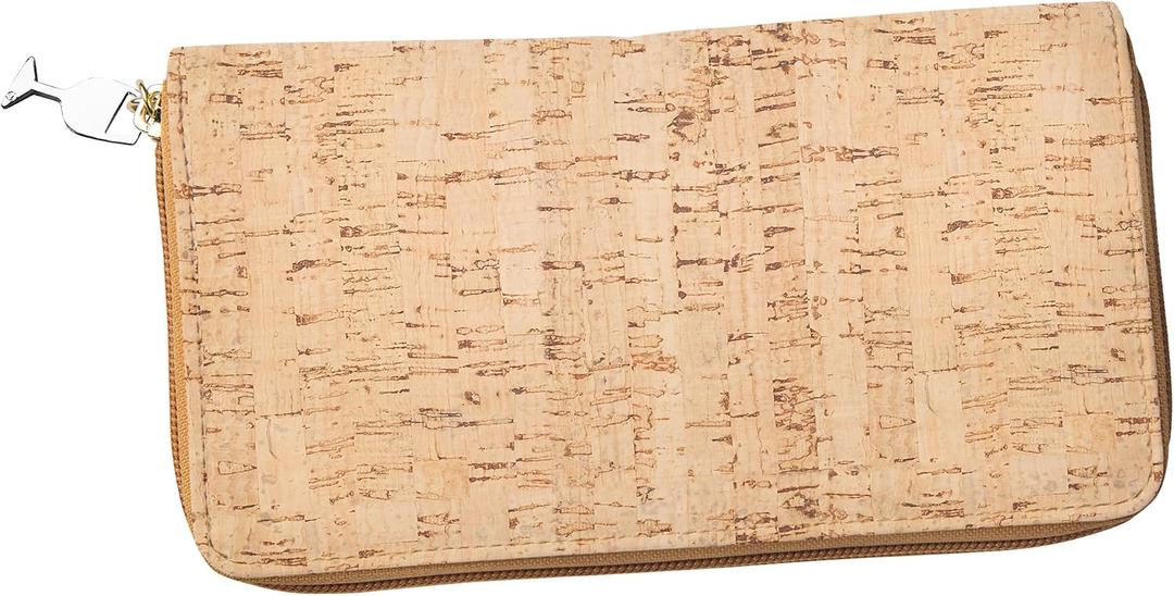 Women's Cork Wallet with credit card sleeves and zippered compartment