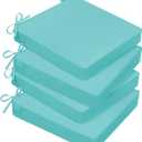 Basic Beyond Outdoor Chair Cushions for Patio Furniture, Waterproof Outdoor Seat Cushions Set of 4 18 x 18, Patio Chair Cushions Set of 4 with Ties and Handle, Teal