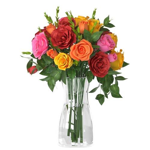 Der Rose 8 inch Clear Glass Flower Vases for Flower Bouquet Decoration Home Centerpiece Wedding Decor Gift