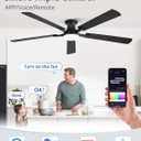 ZMISHIBO 60 Inch Ceiling Fans with RGB Lights, Low Profile Flush Mount Ceiling Fan with Alexa/App/Remote, Dimmable 20W LED Light, Black Modern Fan for Living Room, Bedroom, Game Room