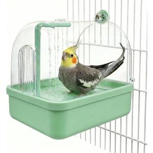 Pacify Automatic Bird Bath for Cage, Hanging Bird Shower with Pump, Circulating Water Indoor Parakeet Bathtub Bird Cage Accessory for Parrot, Parakeet, Cockatiel, Budgie, Conure, Lovebird