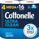 2 x Cottonelle Ultra Clean Toilet Paper, 4 Mega Rolls = 16 Regular Rolls