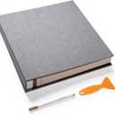Photo Album Self Adhesive 3x5 4x6 5x7 6x8 8x10 8.5x11 11x10.6 Magnetic Scrapbook Album DIY Length 11x10.6 Inch 40 Pages Linen Cover DIY Photo Album with A Metallic Pen and and Plastic Board(Grey)