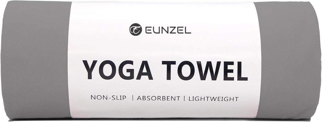 Eunzel Hot Yoga Towel Non Slip Yoga Mat Towel Non-Slip Sweat Absorbent Microfiber Towel for Hot Yoga, Pilates and Workout 72" x 26.5", Dark Grey