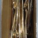 Rubtlamp 90Pcs Gold Plastic Silverware, Gold Disposable Utensils, Plastic Cutlery Include 30 Plastic Knives, 60 Forks and Spoons, Fancy Plastic Silverware Heavy Duty for Party