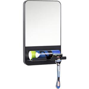 TAILI Fogless Shower Mirror, Anti-Fog with Razor Holder, Suction Shaving Mirror with Storage Tray, Rust-Proof, Shatterproof, Removable for Bathroom, Shower Accessories, Black (Dark Black)