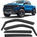 in-Channel Rain Guards Fit for RAM 1500 Crew Cab 2019 2020 2021 2022 2023 2024, Durable Side Sun Wind Window Deflectors, 2019-2024 Ram 1500 Windows Rain Guard Black 4pcs