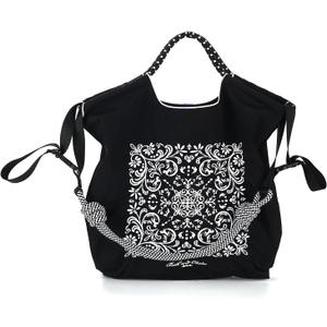 Ball&Chain Embroidery Tote Bag Women Work Bags Crossbody Bag Purse for Women Travel Bags Handbags Everyday Bag (Small, Black)