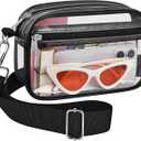 Bagenius Clear Bag for Stadium Events Clear Purse with Removable Strap Transparent Bag for Concert and Sport Events (Black)