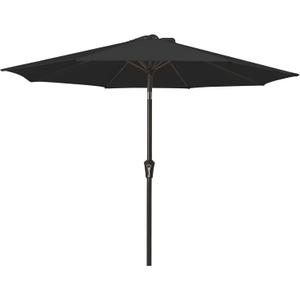 MEWAY 9ft Patio Umbrella Outdoor Table Umbrellas with Push Button Tilt and Crank, Market Umbrella 8 Sturdy Ribs for Deck, Garden, Pool and Backyard, Black
