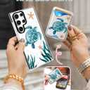 Toycamp for Samsung Galaxy S23 Ultra Case - Compatible with Magsafe Credit Card Holder Wallet Magnetic Cute Women Teen Girls Kawaii Girly Unique Sea Turtles Design Phone Cover for Galaxy S23 Ultra