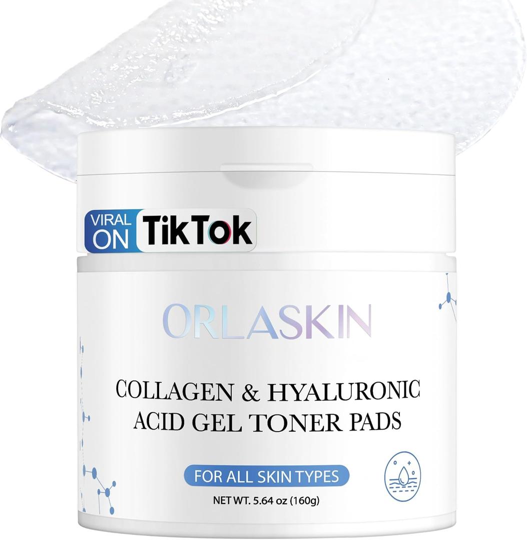Collagen & Hyaluronic Acid Gel Toner Pads | Moisturizing Panthenol Toner Pads with Hyaluronic Acid, Soothing Korean Face Cleansing Wipes for Sensitive Skin, 80Pads
