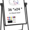 MaxGear Easel Whiteboard with Stand, Height Adjustable Dry Erase Board, 36'' x 24'' Whiteboard + A-Shaped Stand
