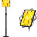 Adjustable Sign Stand, 8.5x11 Inches Floor Standing Sign Holder Stand, Snap-On Open Frame, 360 Rotating Display Outdoor Advertising Poster Signage StandBlack