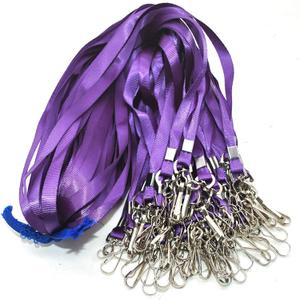 Purple Lanyards 100 Pcs Lanyard for Id Badges Flat Lanyard with Badge Clip with J-Hook (Purple)