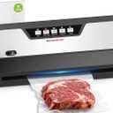 Bonsenkitchen Vacuum Sealer Machine, Built-in Cutter | Multifunctional Food Sealer for Sous Vide & Meal Prep, 5 Pre-Cut Bags, Black
