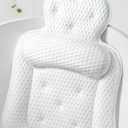 Bath Pillows for Tub, Comfortable Bathtub Cushion for Head and Neck with Soft 3D Mesh Fabric and 54 Non-Slip Suction Cups, Relaxing Tub and Shower Accessories Spa Gift White Standard