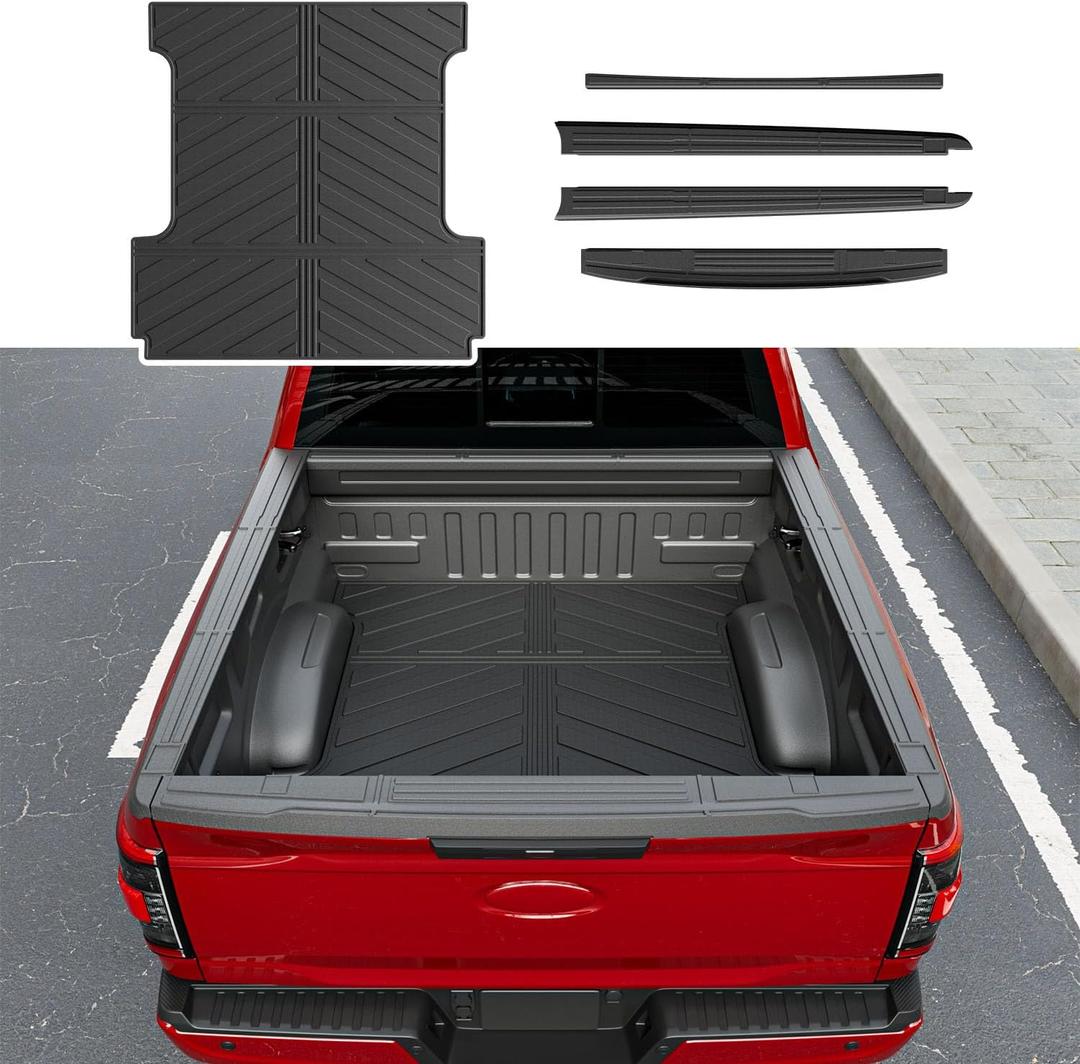 Xipoo 5.5FT Truck Bed Mat Compatible with 2015-2025 Ford F150 Truck Liner Truck Bed Rail Cap Replacement for 2015-2025 Ford F-150 Accessories