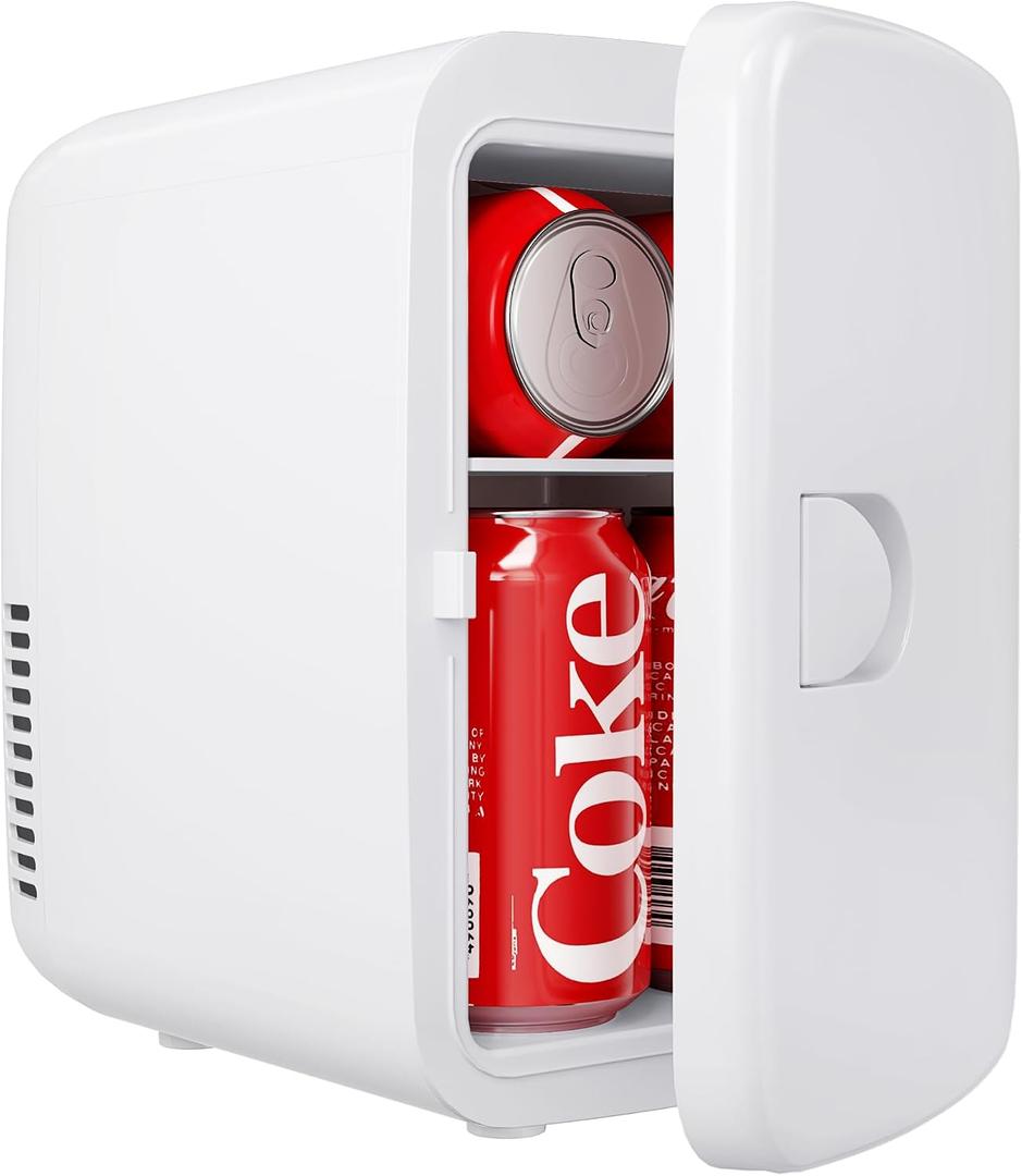 EUHOMY Mini Fridge, 4 Liter/6 Can Compact Refrigerator, AC/DC Portable Cooler & Warmer for SkinCare, Food and Drinks, Mini Fridge for Bedroom, Office, Car & Dorm, White