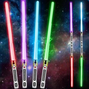4 Pack Extendable Toy Sword Set for Kids & Adults - Dual Light Up Sabers, Perfect for Parties