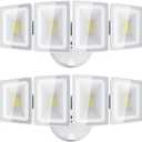 USTELLAR 100W LED Floods Light Outdoor, 10000LM Super Bright Flood Lights Switch Controlled, Security Lights with 4 Adjustable Heads, IP65 Waterproof, 5000K Daylight for Eave, House, Backyard 2 Pack