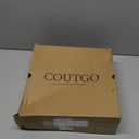 Coutgo Women's Square Toe Ankle Boots Chunky Block Heel Side Zipper Booties Faux Suede Winter Shoes (6, Beige)