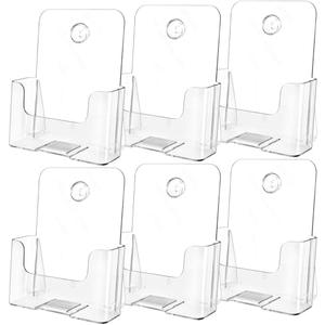 MaxGear Acrylic Brochure Holder 6 x 8 inch, Display Stand Plastic Clear Flyer Holders for 5.5 x 8.5 inch, 5 x 7 inch Menu, Literature, Trifold Pamphlet, Magazine, Countertop or Wall Mount, 6 Pack