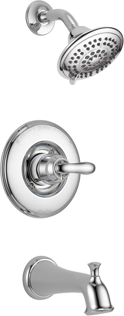 Delta Faucet Linden 14 Series Single-Function Tub and Shower Trim Kit with 5-Spray Touch-Clean Shower Head, Chrome T14494 (Valve Not Included)