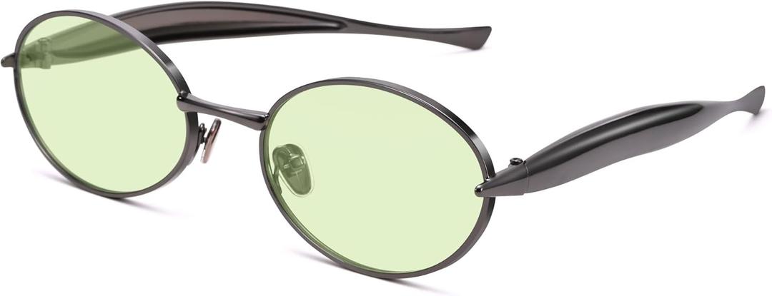 Retro Oval Small Sunglasses for Women Men - Trendy Vintage Gold Metal Sun Glasses