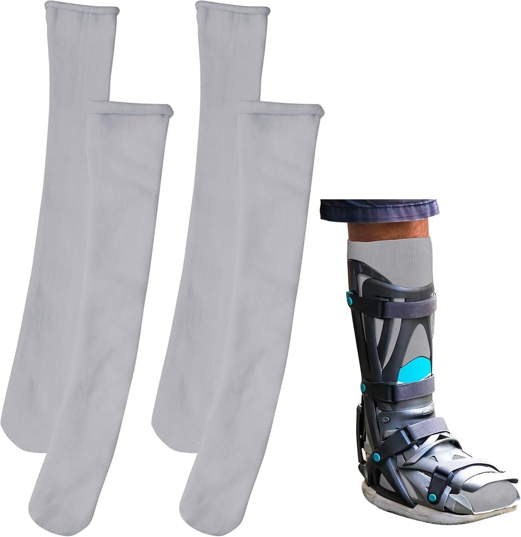 Seematn 2 Pairs Walking Boot Socks for Orthopedic Walker Brace Medical Boot Sock for Women and Men, One Size Fits Most(Gray) (Gray)