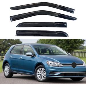 KPY Window Visor Compatible with Volkswagen (VW) Golf MK7 Hatchback 2015-2021, 4PC Rain Guard Side Window Vent Deflectors Tape-On Mugen Style, 2015 2016 2017 2018 2019 2020 2021