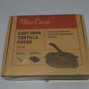 Uno Casa Cast Iron Tortilla Press 10 Inch - Tortilla Maker Press, Pre-Seasoned Roti Maker with 100 Pcs Parchment Paper - Heavy Duty Quesadilla Maker for Homemade Flatbreads, Rotis, Empanadas