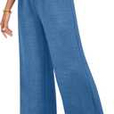 Womens Wide Leg Capri Pants Summer Palazzo Dressy Casual Pant Beach Loose High Waist Lounge Flowy Trouser with Pockets Navy (Blue, XL)