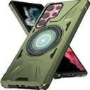 for Samsung Galaxy S23 Ultra Case with Stand,Military-Grade Matte Shockproof Dual-Layer Protection,Built-in 360 Rotate Stand Ring Protective Cover for Samsung Galaxy S23 Ultra,Dark Green 7.5